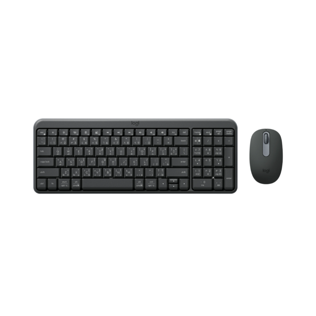 Black keyboard and mouse set on a white background